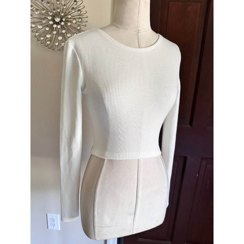 Ladies Signature 8 beige cargo jeans and Zara ribbed L/S crop top SMALL - Picture 4 of 9